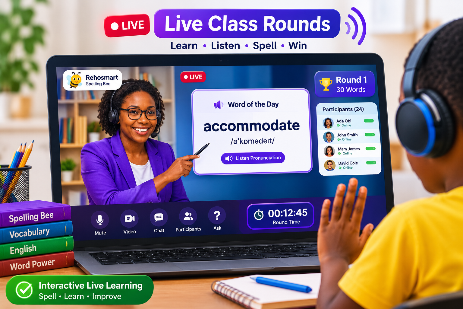 Live class rounds.