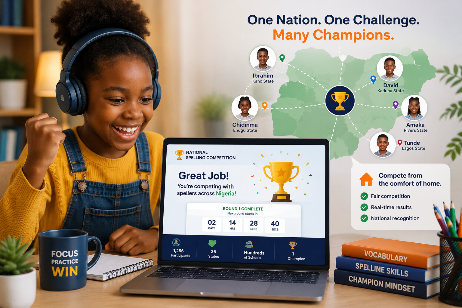 Compete nationwide, from home.
